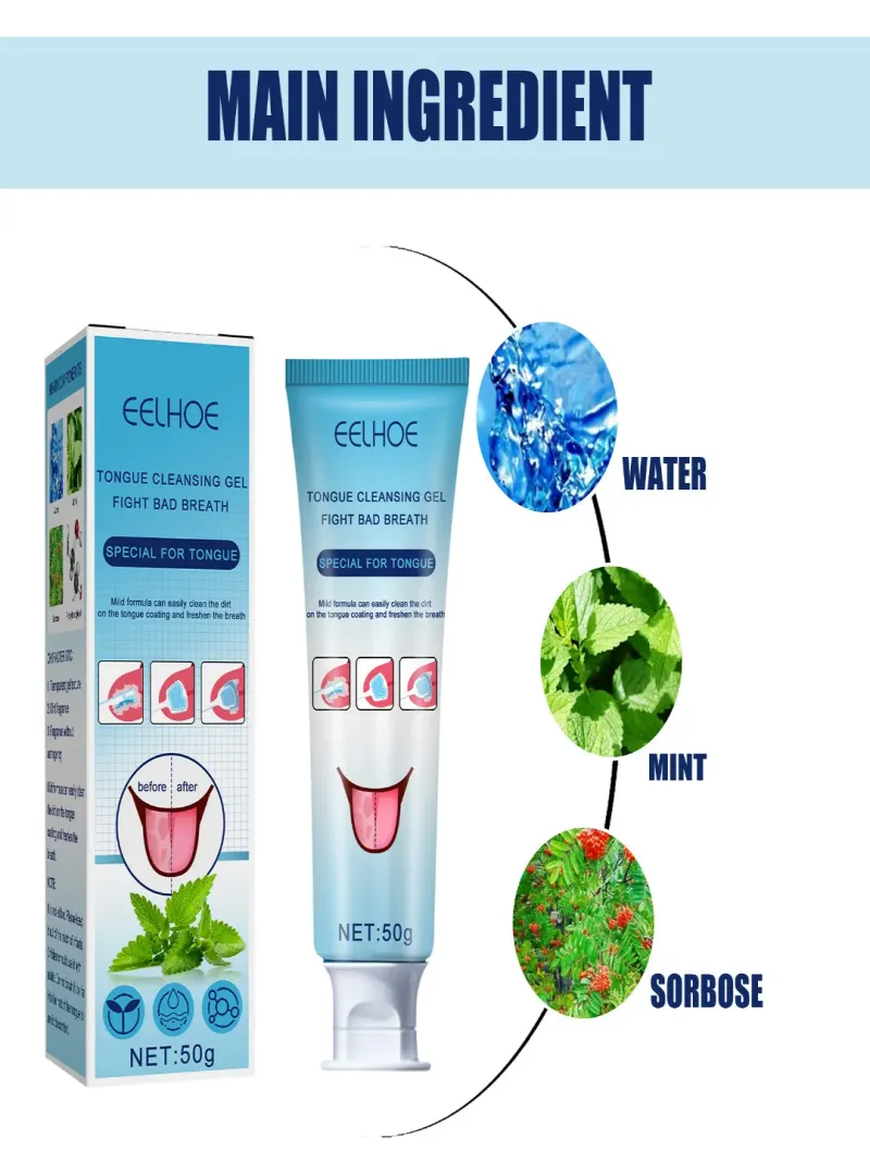 Image 2 de Gel pour langue cotre la mauvaise haleine avec brosse spéciale adapté 