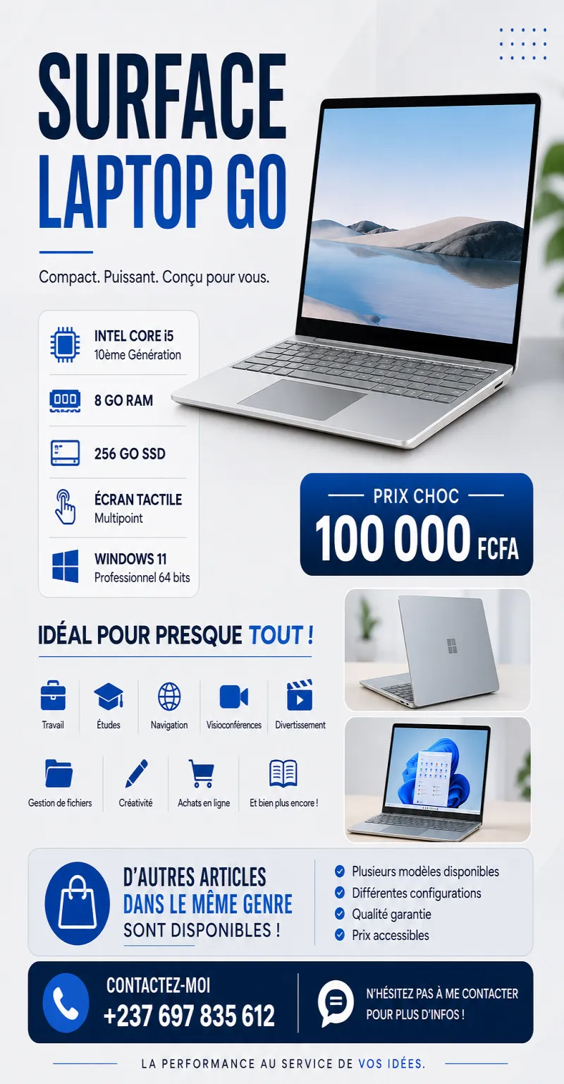 SPECIAL VENTE  : SURFACE LAPTOP GO – PUISSANT, ÉLÉGANT ET TACTILE !